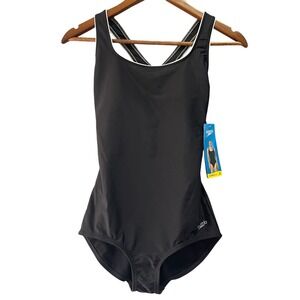 Speedo Ultraback Swimsuit Women S Black One Piece Athletic Training NWT